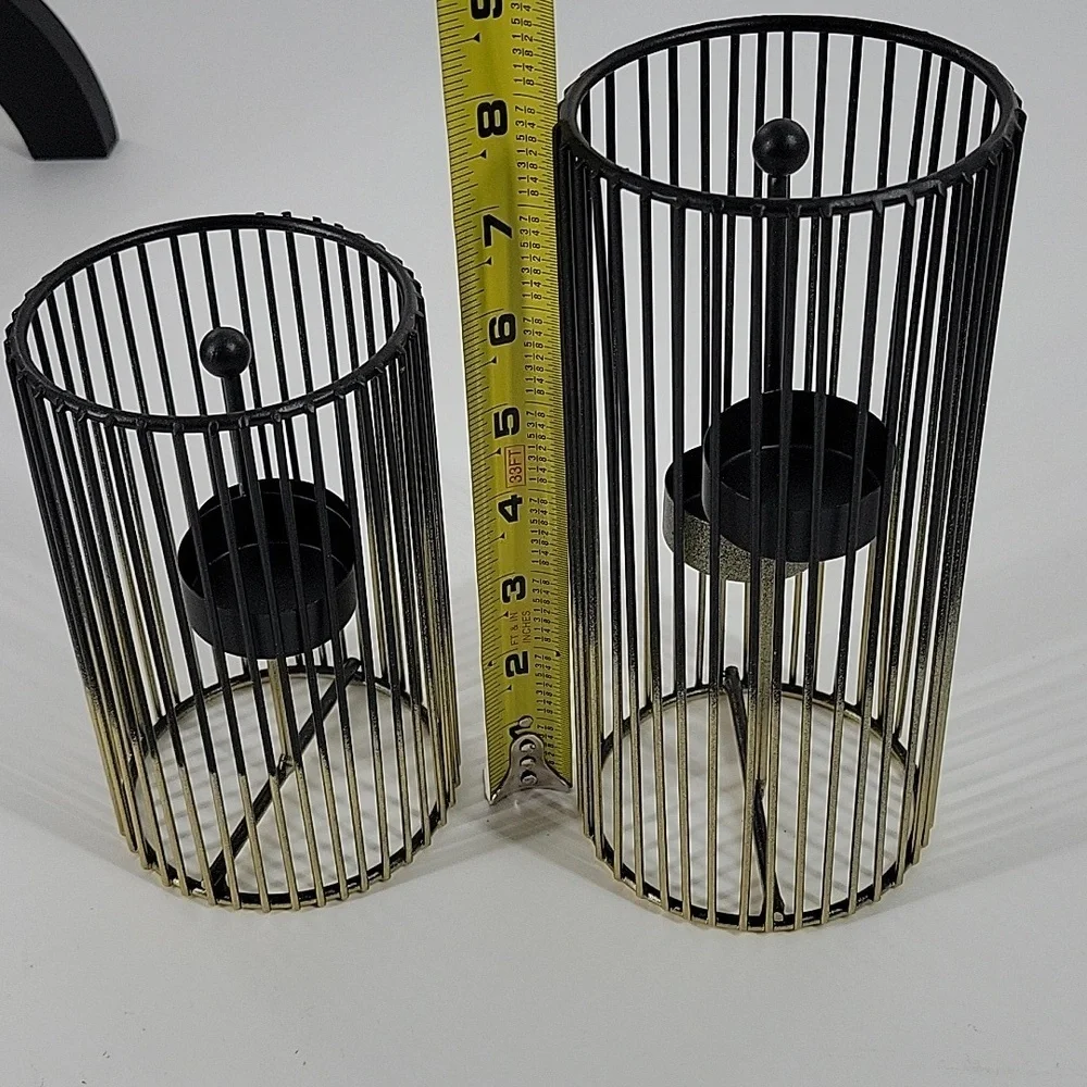 Elegant Black and Gold Candle Holders NEW